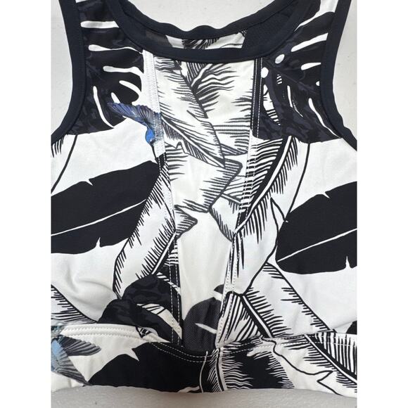 Seafolly Palm Beach Black & White High Neck Racerback Sheer Panels Swim Top S - Picture 4 of 10